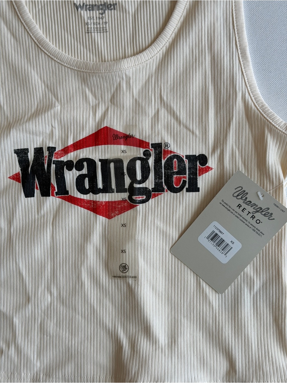 NWT Wrangler Triangle Logo Graphic Ribbed Tank - Picture 8 of 9